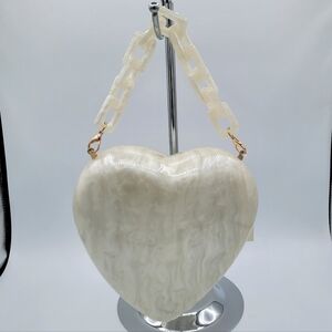 White Acrylic Heart Handbag NEW